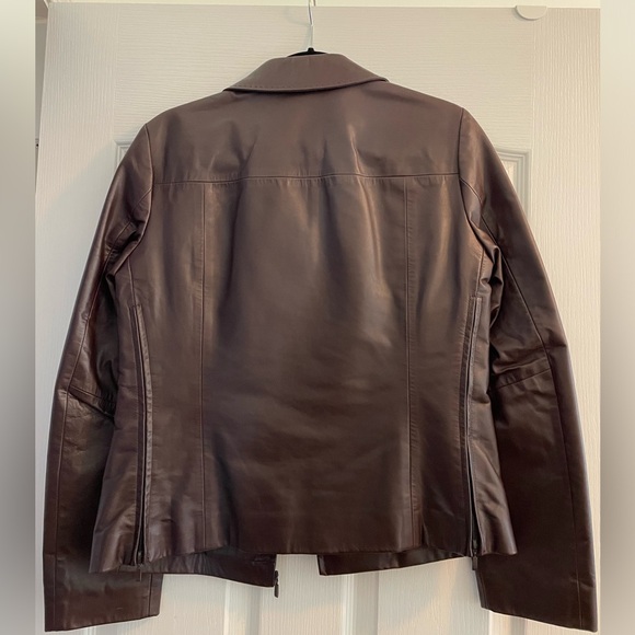 Hugo Boss Leather Jacket - Dark Brown Women’s Medium - Picture 2 of 10